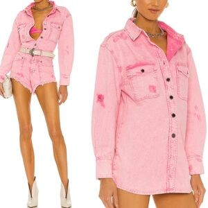 RETROFETE Doreen pink denim shirt size small